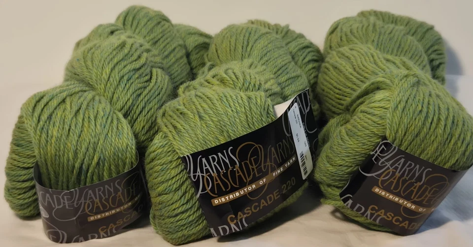 3 мотка каскадной пряжи 220 100% перуанская шерсть камвольный вес лист зеленый #9461 - Изображение 4 из 4