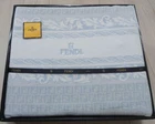 Fendi Blanket Cotton Blue Zucca FF Logo Vintage Deadstock Not Used
