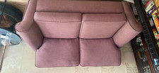 Purple 2 Seater Polyester Sofa Rolled Arm Cushioned Back With Cushions 195cm