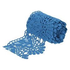 4" Wide 3 Yard Lace Ribbon Floral Pattern Dark Blue Lace Trim Ribbon