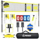 32FT Volleyball Net Set Portable for Beach Sports Adjustable w/ Bag, Scoreboard