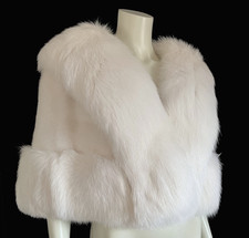 SAGA MINK Arctic FOX Fur Cape, Ivory Winter Wedding Bridal Stole Coat Gift