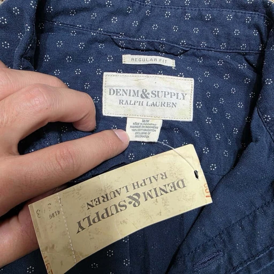 Camisa Ralph Lauren Denim & Supply M Azul Índigo Estampado Bandana Abotonada Nueva con Etiquetas Foto 4 de 4