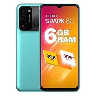 Tecno Spark 8C Turquoise Cyan (3GB+64GB) | Upto 6GB RAM |90Hz Refresh Ra