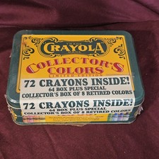 1991 Crayola Collector's Colors Limited Edition Tin 72 Crayons 64 8 Retired NEW