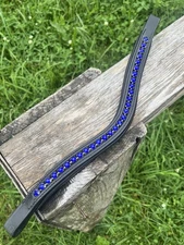 Leaders Crystal Leather Browband - Black Leather