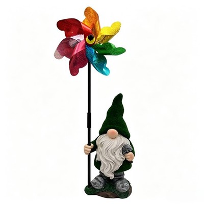 Elf Garden Windmill -Outdoor Garden Decor Gnome Statue, Resin Gnome with Colo...