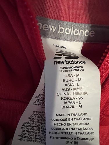 New Balance Giacca Uomo M Full Zip Cappuccio Tasche Corsa Allenamento Rosso - Foto 6 di 10