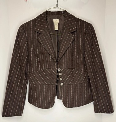 初期タグ　wool gabar stripe tailored jacket J.JILL Striped Petite Ladies Wool Blend Blazer Jacket Size 8P