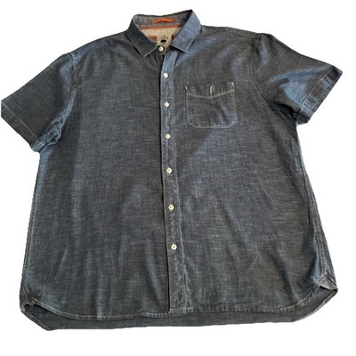 Copper Oak Supply Men XL button up short sleeve shirt Cotton Blue Chambray
