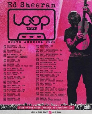 Ed Sheeran s Loop Tour North America in 2026 Poster