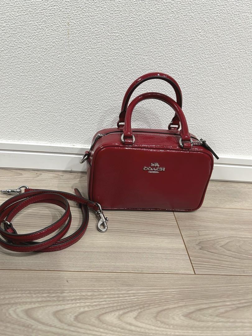 Coach Red Patent Leather Crossbody Bag with Detachable Strap