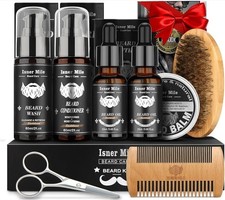 Beard Kit for Men Grooming  Care: with 2 Pack Beard Oils and Balm - Wash 