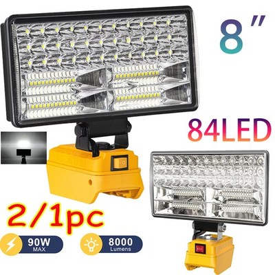 2/1PC 90W LED Work Light for DeWalt 20V battery - 9000LM Flood Light W/ USB Port