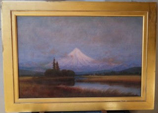 1898 Landscape Painting Mt Hood Clarkamus River Oregon Signed J.E Stuart