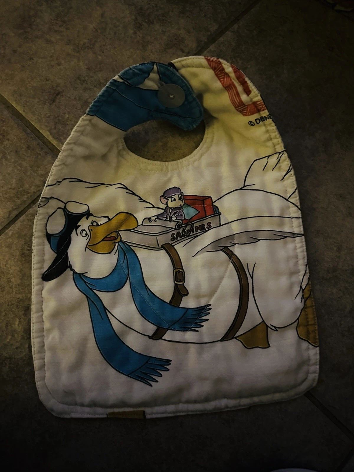 Vintage quilted Disney "The Rescuers" character Bib
