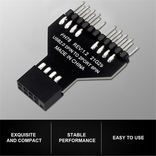 USB2.0 9Pin Header Splitter Mainboard 1 To 2 Extension Adapter USB HUB Connector - Afbeelding 8 van 11