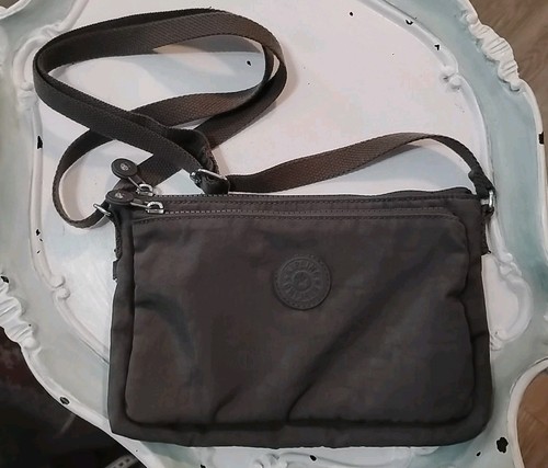 Kipling Mikaela Adjustable Crossbody Bag Charcoal Gray EUC