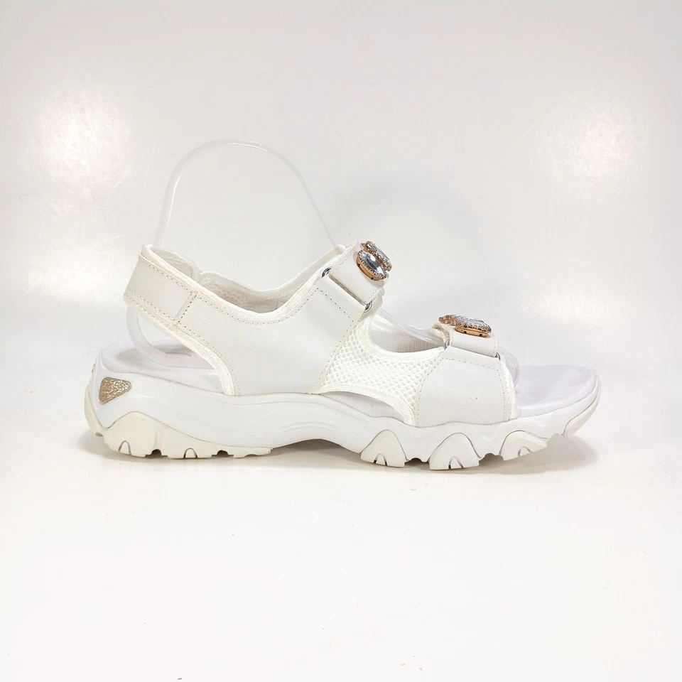 Skechers D'Lites Simple And Stylish Womens 9 Jewel Embellished White Sandals - Image 3 of 4