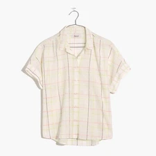 Madewell Hilltop Neon Windowpane Button Up Shirt Neon Grid Oversized Boxy XS