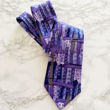 J Garcia Mens New York New York 57 Collection Silk Tie Purple Abstract