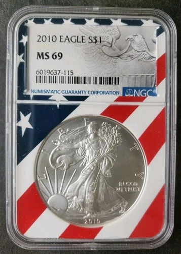 2010 $1 American Silver Eagle Dollar NGC MS69