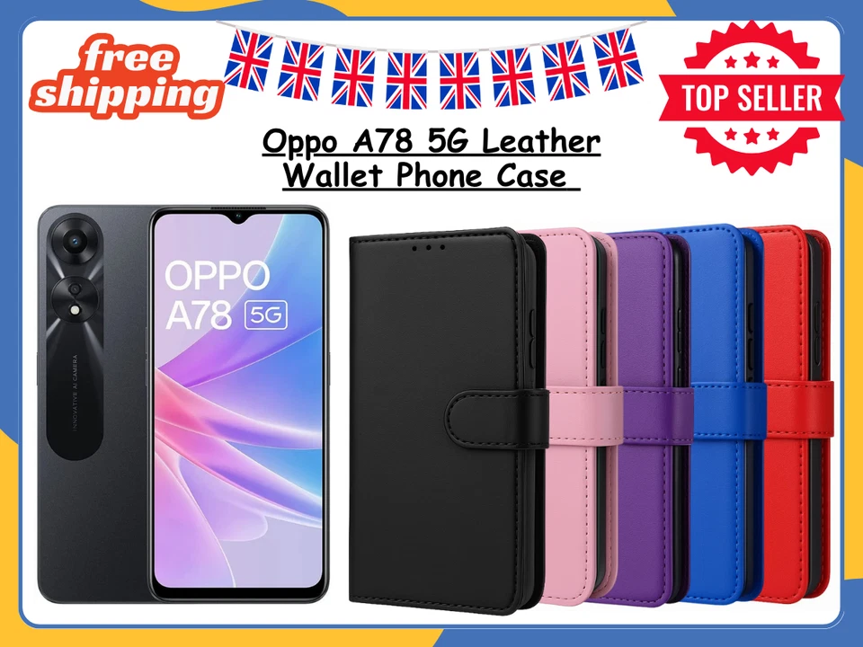 MOBILE WORLD For OPPO A78 5G PU Leather Wallet Flip Case Shockproof Stand Slim Phone Cover UK
