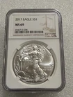 2017 SILVER EAGLE NGC MS 69 ~~ BROWN LABEL  ~~ NO SPOTS ~~ PRISTINE   (206)