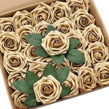 23 Pc  ~ ARTIFICIAL GOLD FOAM ROSES 