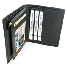 Genuine Leather Men's Money Clip 2 in 1 Bifold Card Wallet