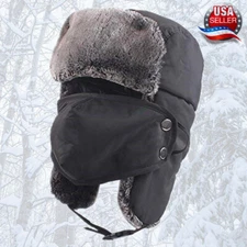 Men Winter Ear Flap Trapper Hat Face Mask Fur Aviator Thermal Warm Snow Ski Cap