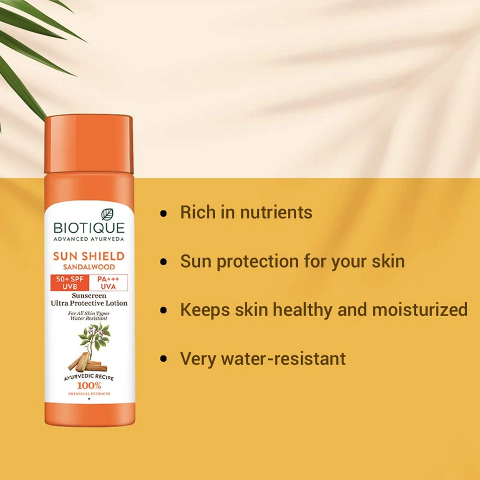 Biotique Bio Sandalwood 50+ SPF Sunscreen Ultra Soothing Face Lotion 190 ml - Image 3 of 4