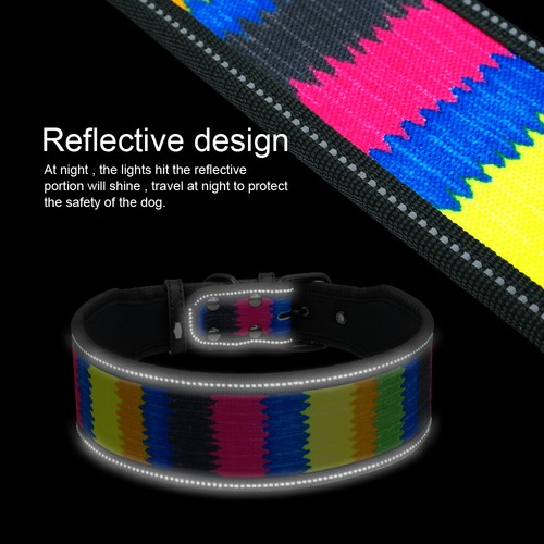Reflective Wide Large Dog Collar Adjustable Pet Collars With Buckle Heavy Duty - Picture 9 of 19