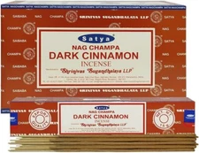 Satya Nag Champa Dark Cinamon Incense Sticks Pack of 12 Boxes 15gms Each