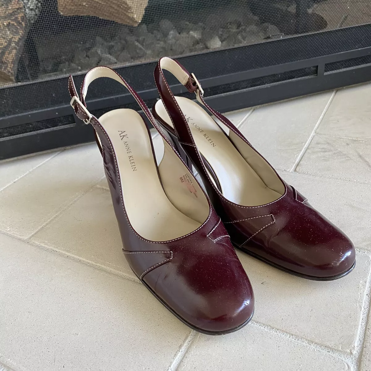 Burgundy slingbacks hotsell