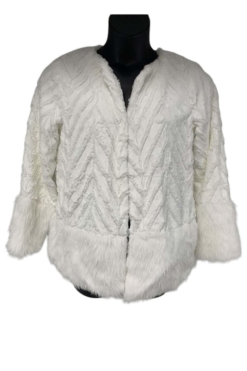 Nina Leonard Women's Long Sleeve Faux Fur Chevron Bolero Nina Leonard Women's Long Sleeve Faux Fur Chevron Bolero