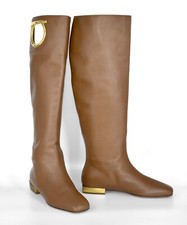 B20 NEW SALVATORE FERRAGAMO Avio Signature O-Ring Knee Hi Boots Size 6 C 1590