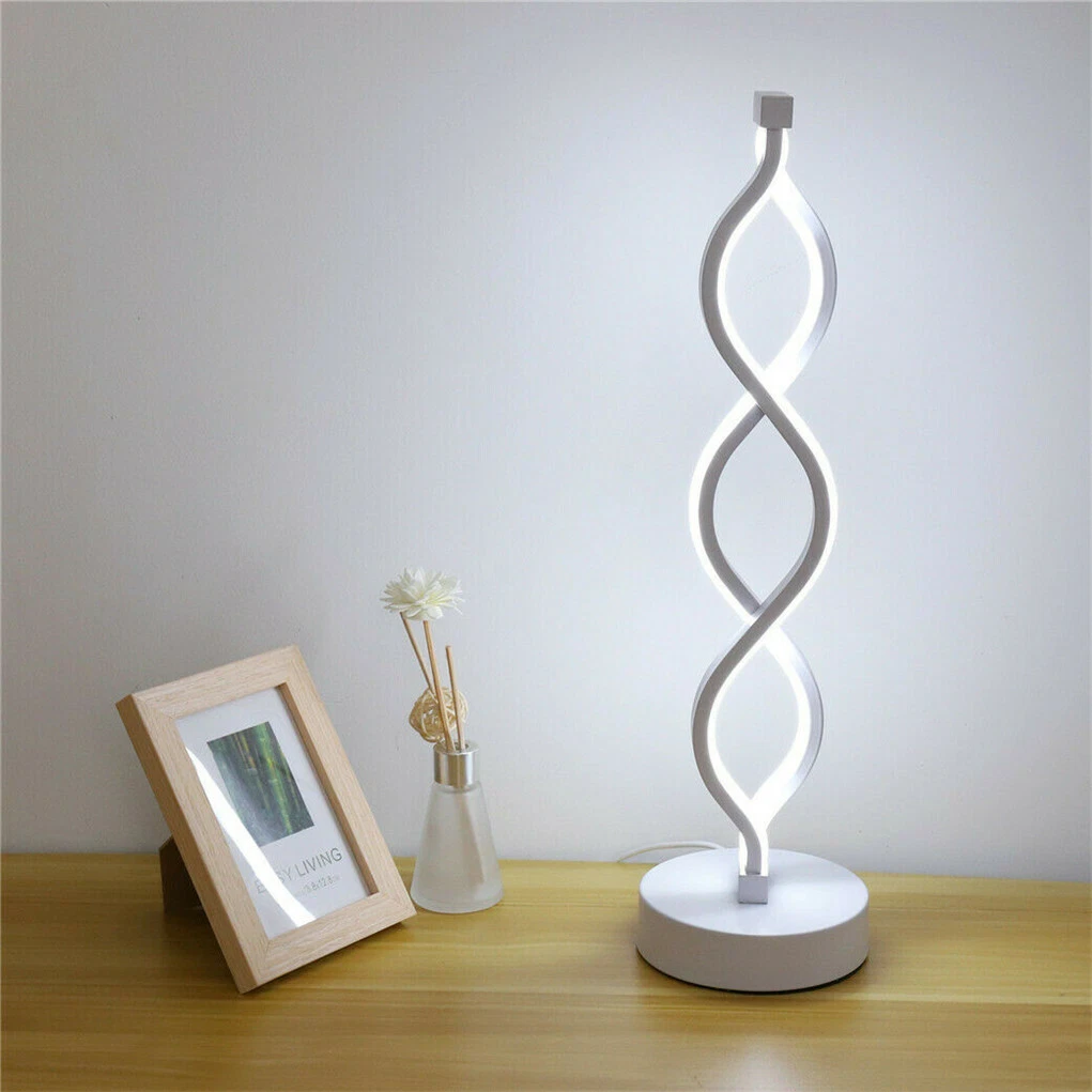 LED Table Lamp Dual Spiral Desk Lamp Warm White Modern Reading Light Bedside USB