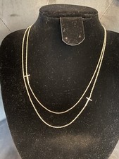 925 silver cross twin strand necklace 