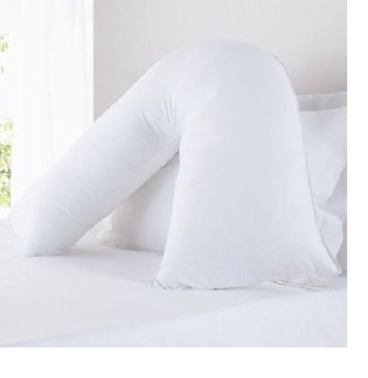 V Shaped Pillows White Back Support Extra Filled for Pregnancy Maternity Nursing-image