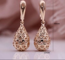 9ct Rose Gold filled  Unique Pear Tear Drop Dangle Earrings FREE Gift Box
