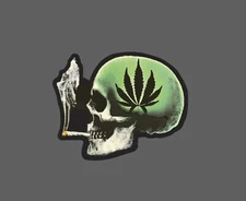 Weed Skull Sticker Smoking 420 Waterproof Marijuana Smoke Gift NEW