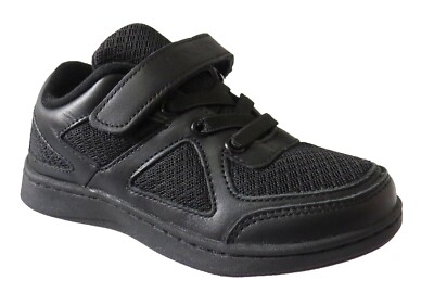 Jungen Schulschuh Kinder Kinder Touch Strap Bequem Leder Schwarz Sneaker