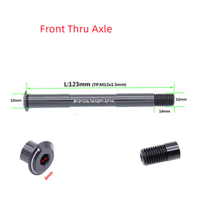 Front Thru Axle 100* 12mm-123mm M12 Black For Mountain Bike