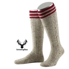 Trachtenstrümpfe 2 bordeaux Ringel Zopfmuster Kniestrümpfe Socken Lusana 