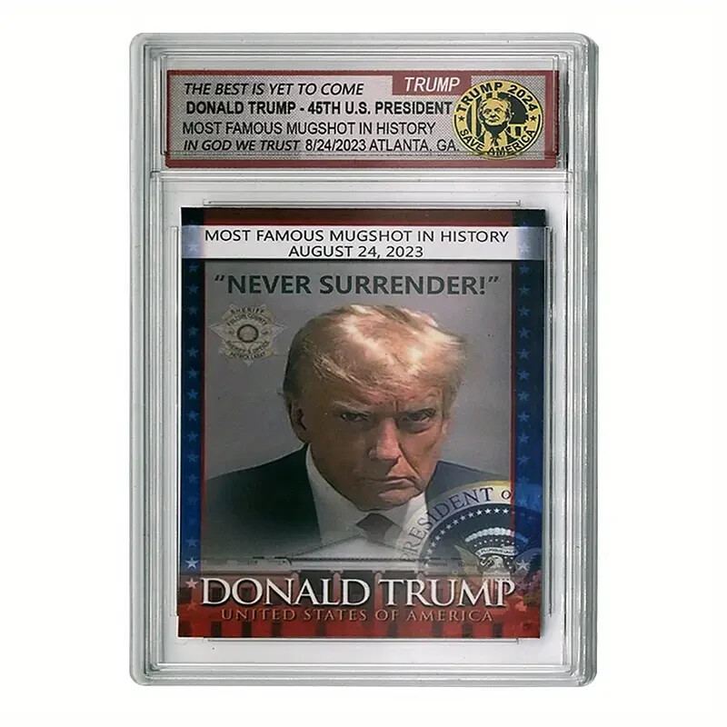 NEVER SURRENDER! MUGSHOOT! Donald Trump Assassination Attempt slab 45h card slab