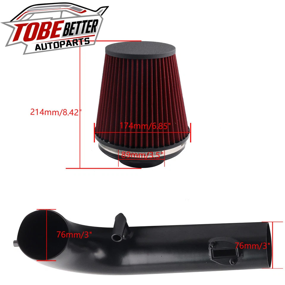 RED Filter For Camaro 3.6L V6 2016-21 Heat Shield Cold Air Intake Induction Kit - Image 2 of 4