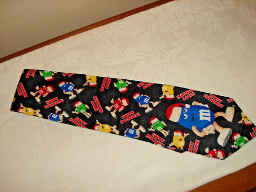 MENS Retired M & M's Candy Holiday Necktie Happy Holidays Christmas