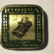 BURROUGHS VINTAGE RIBBON TIN FOR ADDING MACHINES, TYPEWRITERS  thumbnail