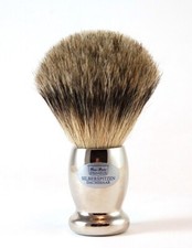 30 Discount Hans Baier Small Shaving Brush Badger SILVER TIP  BRASS in Silver